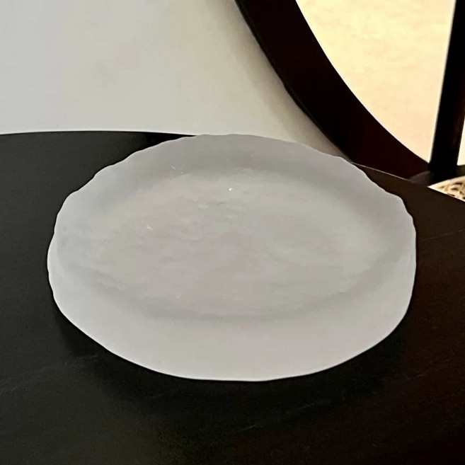 빙하 얼음모양 유리 디저트 케이크 접시 홈카페 트레이 플레이팅 미니, 1개, A. 자연스러운 둥근 모양