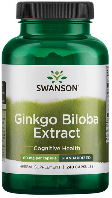 SWANSON 징코 빌로바 은행잎 추출물 기억력 포스파티딜세린 60mg 240 캡슐, 1, 240 CAPSULES