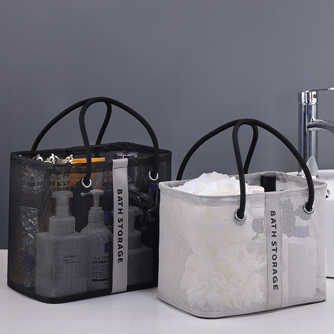 망사 목욕 가방 대용량 수영 메쉬백 샤워 가방 메시백, 블랙롱, 블랙숏
