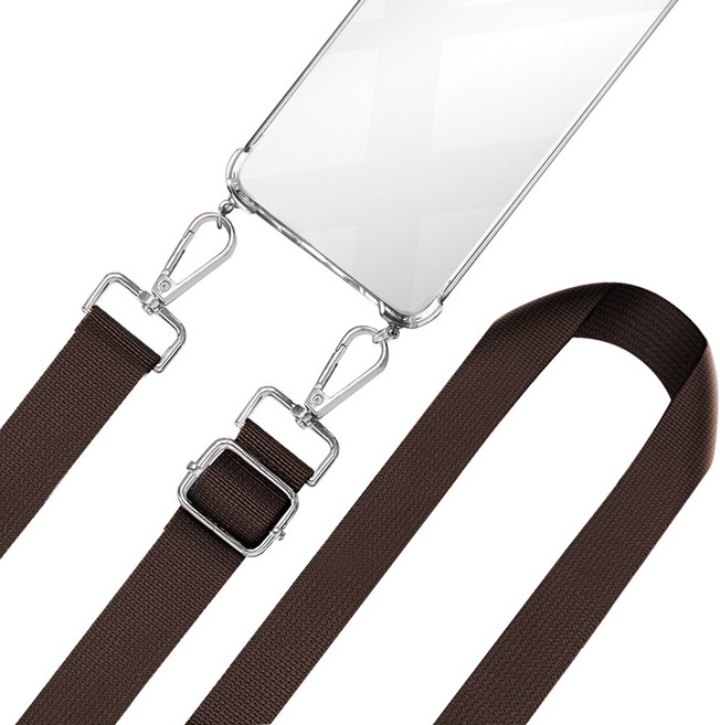 더조은셀러 갤럭시 S23 FE 와이드 목걸이 케이스 어깨끈 크로스, 브라운
