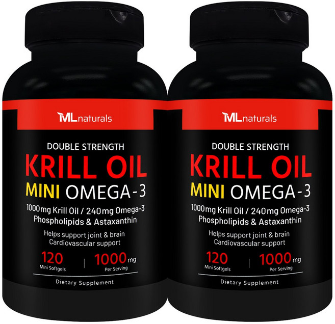 [미국빠른직구] 신제품 마이라이프 내추럴스 미니 크릴오일 오메가3 1000mg, 2개, 120정
