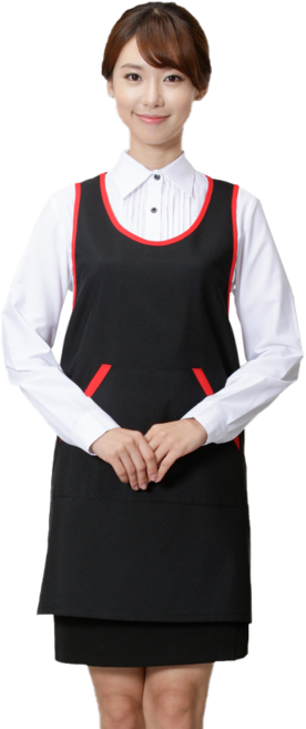 바이어스 옆단추 원피스앞치마 식당 주방 원피스형 앞치마(3color), 1개, 검정적색