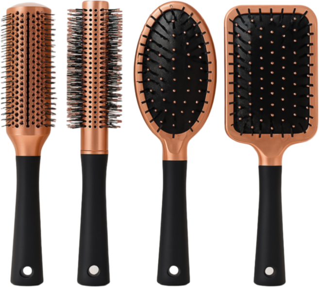 핫쏘잇 엉킴제거 헤어브러쉬 세트, 1개, 블랙 4종