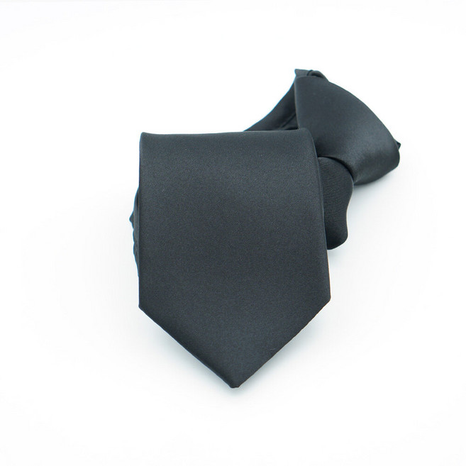 CHINJUN 自動拉鍊領帶 素面黑