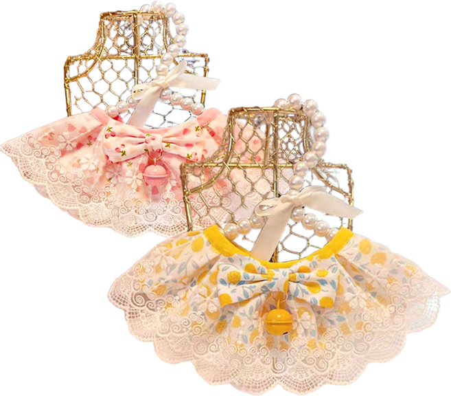 핸드메이드 1+1 반려동물 케이프 26종, 1개, 페어리 핑크+엘로우[방울]