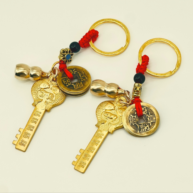 루루엘스 황금키 키링 재물운 소원성취 열쇠고리, 돼지+호랑이, 2개