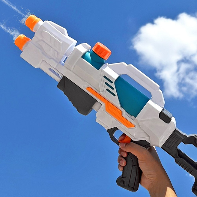 (당일발송) 이지유 더블 샷 워터건 대용량 펌프 물놀이 물총 선물, 화이트, 1개