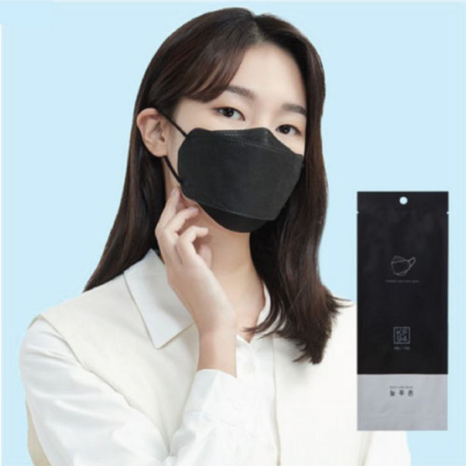 늘푸른KF94 황사방역마스크 / 블랙 중형 50매 / 1매씩 개별포장 / 국내생산 / 귀편한 마스크, 1박스, 블랙(중형)