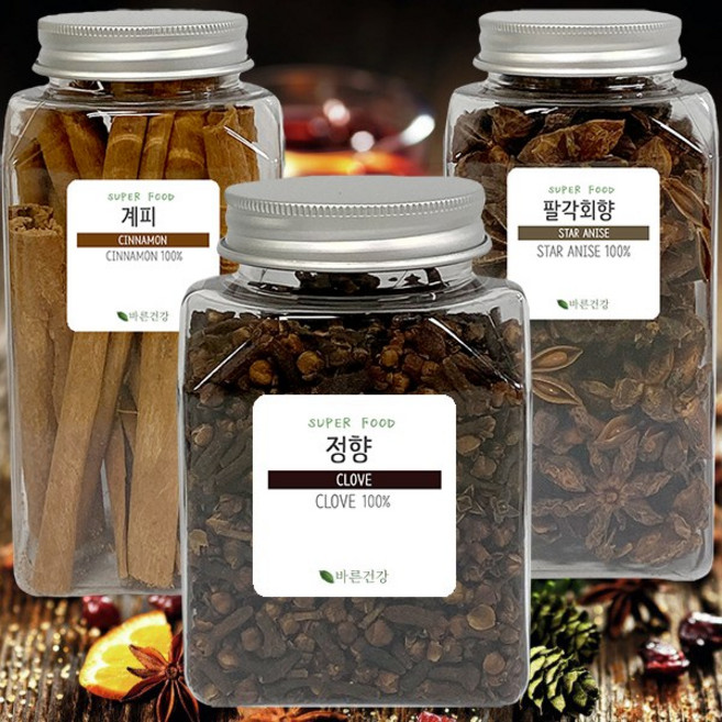 뱅쇼 만들기 시나몬스틱80g+정향120g+팔각회향100g 뱅쇼재료 뱅쇼만들기키트 (용기형), 1세트