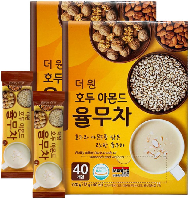 호두아몬드율무차 18gx40포 2박스, 18g, 40개입