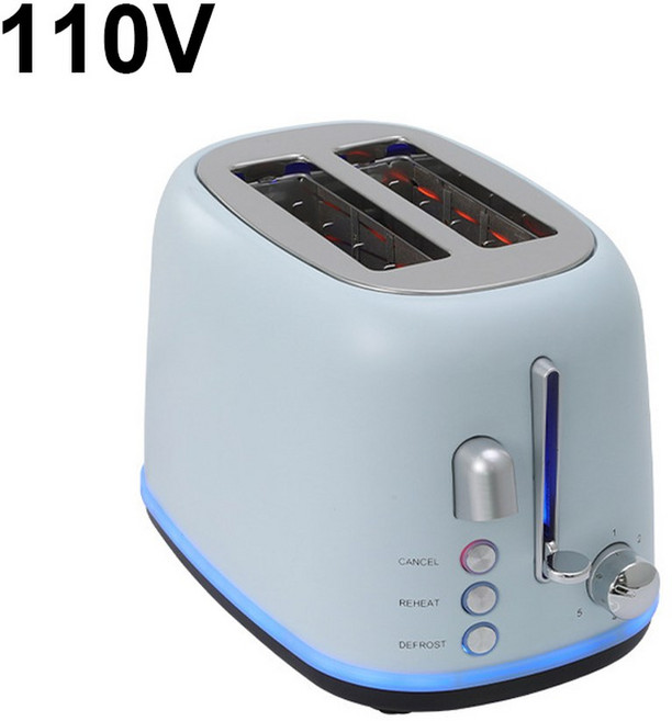 스테인레스 스틸 자동 오븐 토스트 식사 샌드위치 조각 그릴 슬롯 토스터 EU 전기 베이킹 아침 기계 제조기, Blue 2 110V