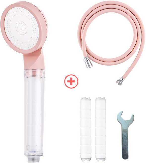 바스럽 국산 파스텔톤 필터 샤워기세트 2M [컬러 필터샤워기+PVC 샤워호스+필터 2p+스패너], 핑크, 1개