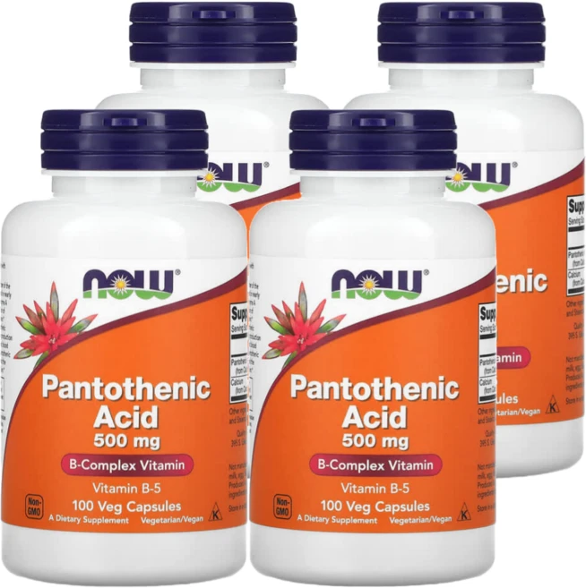 나우푸드 4세트 판토텐산 500mg 식물성 100 캡슐 복합 비타민 B5 칼슘 추출, 100정, 4팩 - 쿠팡