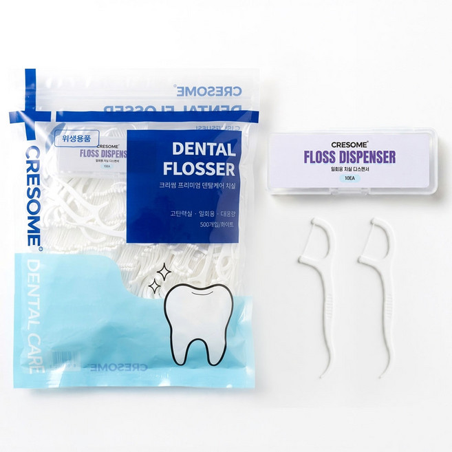 크리썸 치실 휴대용 대용량 일회용 튼튼한 400d 치실, 1세트, 500개입, 8cm