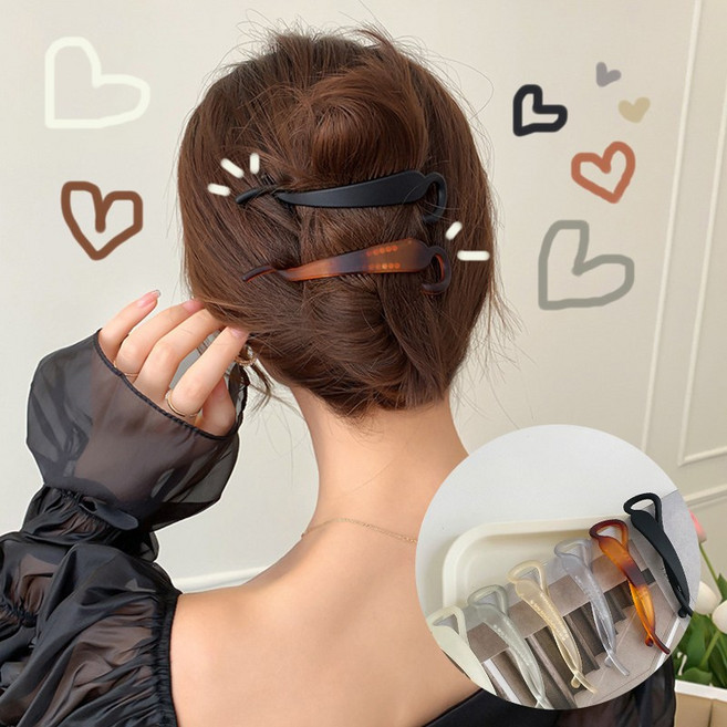 트렌디 납작 슬림 일자 트위스트 바나나 집게핀 6p