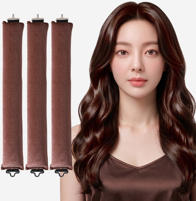 더솔트랩 내추럴 웨이브 수면 헤어 롤, 3개, 브라운
