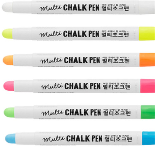 정그리마켓 문교 잘써지는 멀티 초크펜 원단 패브릭 펜 유리펜 POP펜 재봉초크펜슬, 6색