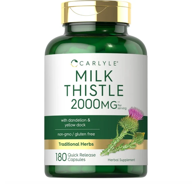 Carlyle 칼라일 밀크씨슬 2000mg 180 캡슐 민들레 & 옐로우 독, 1개, 180정 - 쿠팡