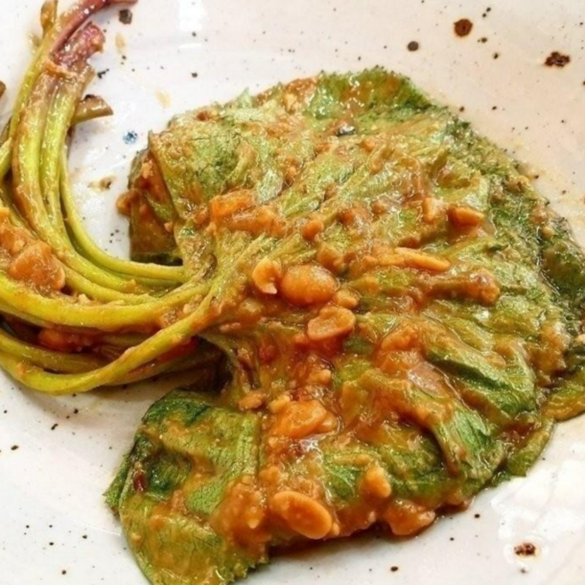 국산 남해 햇 머위 된장무침 - 햇머위에 재래식 된장 양념, 1세트, 500g