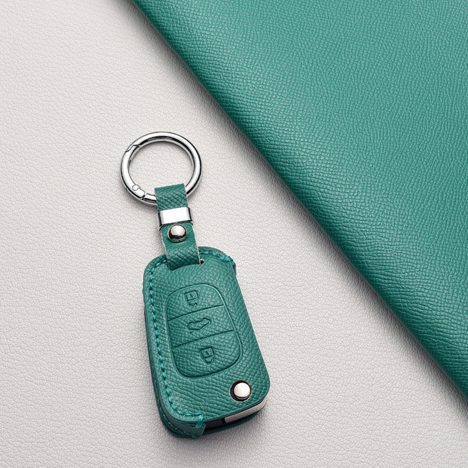 기아/현대 호환 천연 소가죽 3버튼 폴딩 키케이스 (아반떼 MD/모닝/레이/쏘울/스포티지 R/쏘렌토/봉고/YF 쏘나타/i30/K5/K7/포르테/그랜저 TG) 차량용품, C 타입, 그린