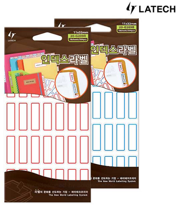 [오늘출고] 레이테크 인덱스라벨 20-G209 견출지/인덱스스티커/네임스티커/라벨지, 20-G209R 빨강 1봉