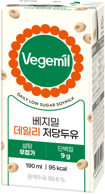 베지밀 데일리 저당두유, 190ml, 32개