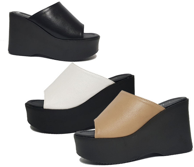 여성 통굽 웨지힐 키높이 슬리퍼 HS-2112 10cm