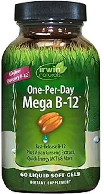 어윈내추럴스 원 퍼 데이 메가 비타민B12 엑스트라 소프트젤 Irwin Naturals B-12 Extra, 1, 1개 - 쿠팡