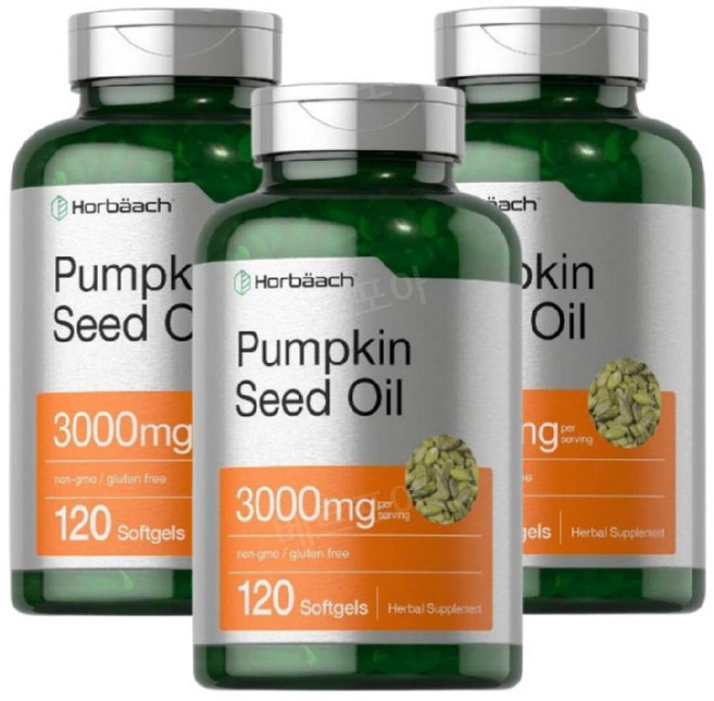 호바흐 쿠쿠르비트종자유엑스 호박씨 펌킨씨드 오일 3000mg 120정 3개