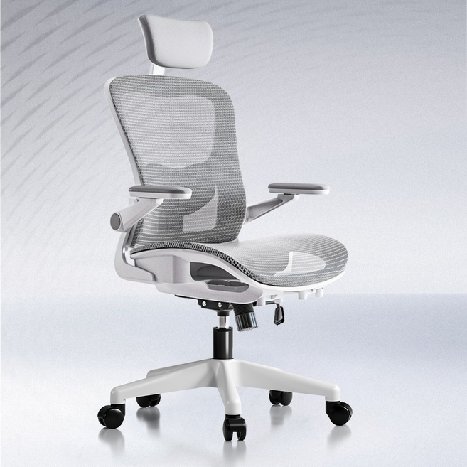 HOMEY NEST 메쉬 사무실 사무용의자 3D팔걸이 틸팅가능 요추 허리보호 체어 HN-OC107, 화이트