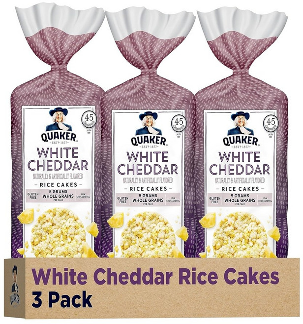 퀘이커 무염 현미케이크 3팩, 화이트체다