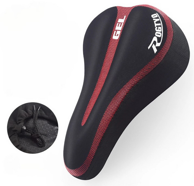 밀리센치 롱라이딩 자전거 안장 커버 젤 쿠션, 레드, 1개