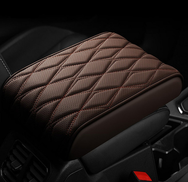 듀얼 다이아 패드 콘솔쿠션 팔걸이쿠션 3D 메모리폼 5CM 나파가죽 콘솔박스 팔꿈치 장거리 00768, 1개, 모카브라운