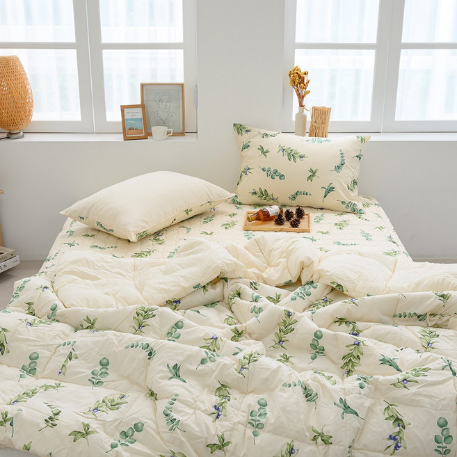 국내생산 몬스테라 광목 순면 100% 사계절 차렵이불 휴비스 마이크로 향균솜 차렵이불