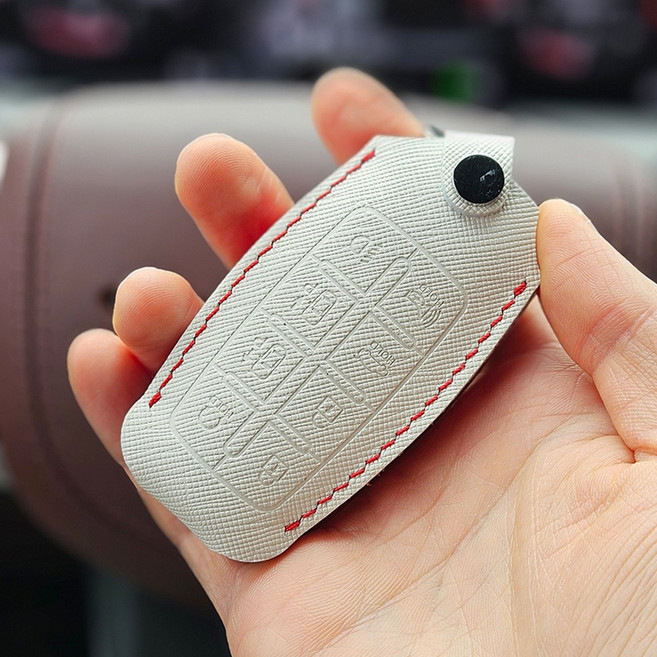 제네시스 호환 GV70 GV80 G70 G80 G90 8버튼 키케이스 키홀더, 화이트 & 레드