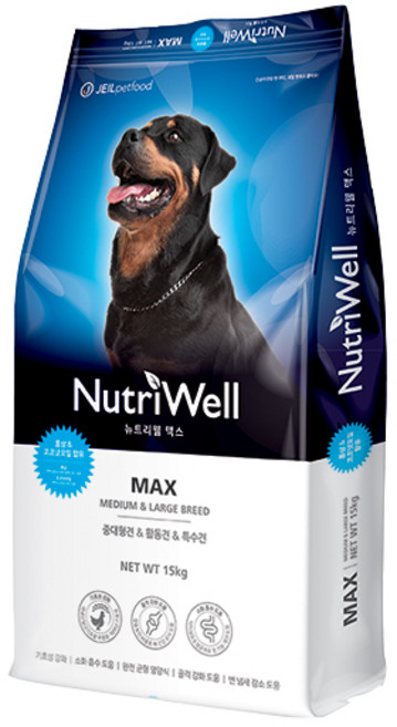 뉴트리웰 성견용 곡류 맥스 강아지 사료, 15kg, 1개