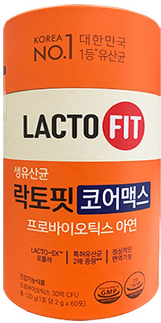 종근당건강 락토핏 생유산균 코어맥스 프로바이오틱스 아연 2g x 60포 2개월분, 1개
