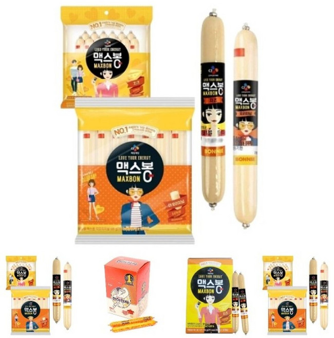 (치즈455g 1개+오리지널525g 1개) CJ제일제당 맥스봉 오리지널 치즈소시지/사무실간식/아이간식/쏘세지, 2개, 455g