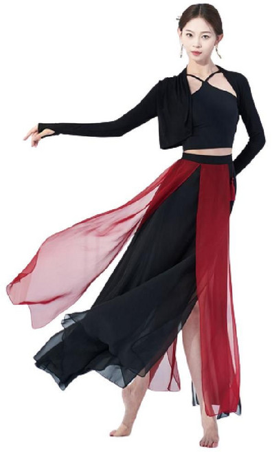 난타복 하늘하늘한 현대 사극 백댄서 뮤지컬 워십복, 블랙 나시 스몰 T23150A