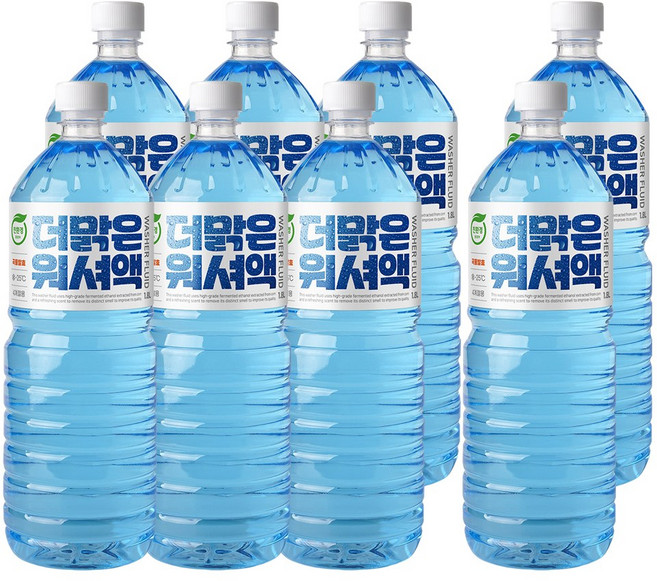 프리미엄 더맑은 에탄올 워셔액 친환경 식물성 사계절, 8개, 1.8L