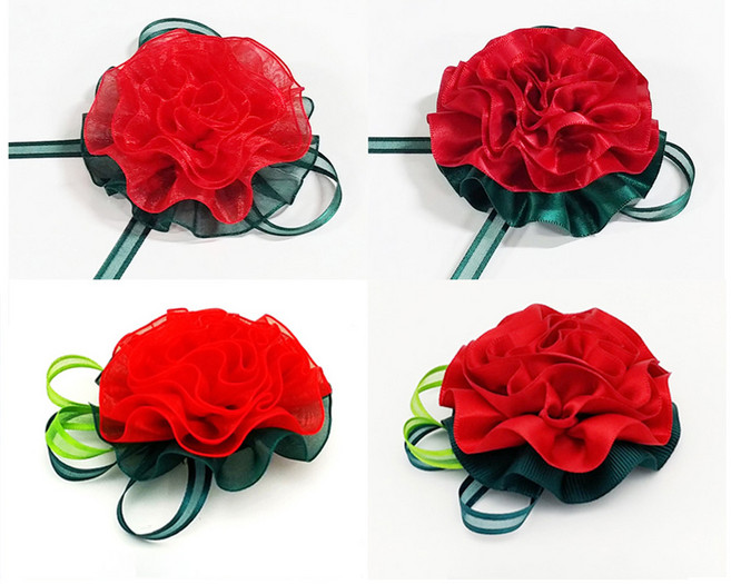리본 카네이션 코사지 오간디 공단 어버이날 스승의날 카네이션조화 브로치, 1개, A공단