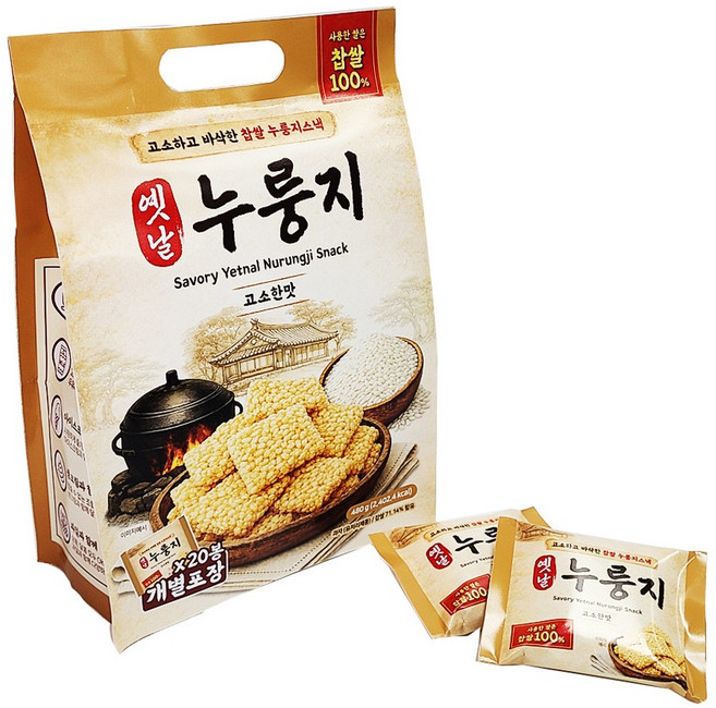 추억의 옛날 누룽지 480g 고소한맛 간식 인간사료 사무실 수입 과자 찹쌀, 1개