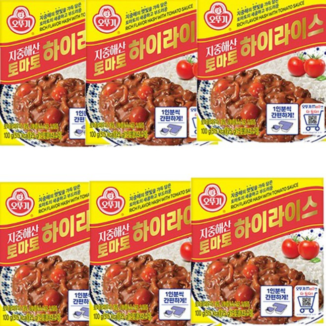 오뚜기 지중해산 토마토 하이라이스 고형, 100g, 6개