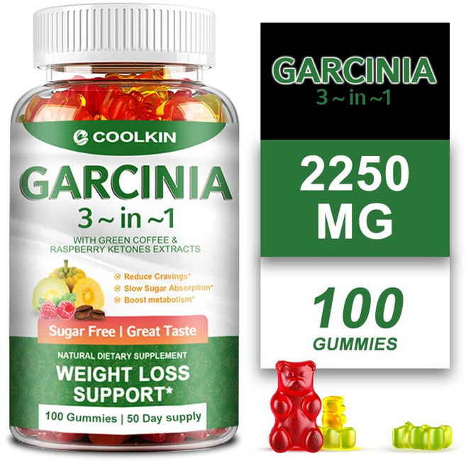 가르시니아 젤리 - 그린 커피 라즈베리 케톤 - 천연 체중 감량, 100정, 1개