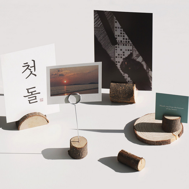 빈티지 우드 엽서 가격표꽂이, 큰 가로, 1개