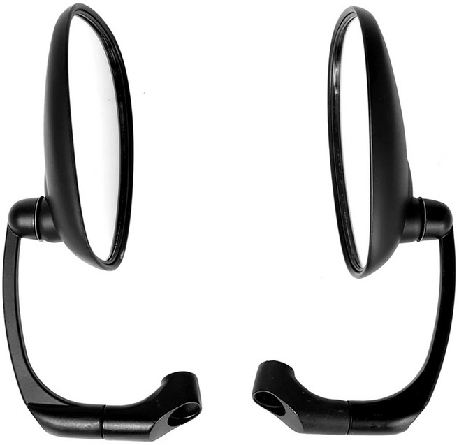 락모터스 오토바이 타원형 크롬 사이드미러 좌우세트 클래식 바이크 거울 튜닝백미러 스쿠터 슈퍼커브, 1세트, 블랙