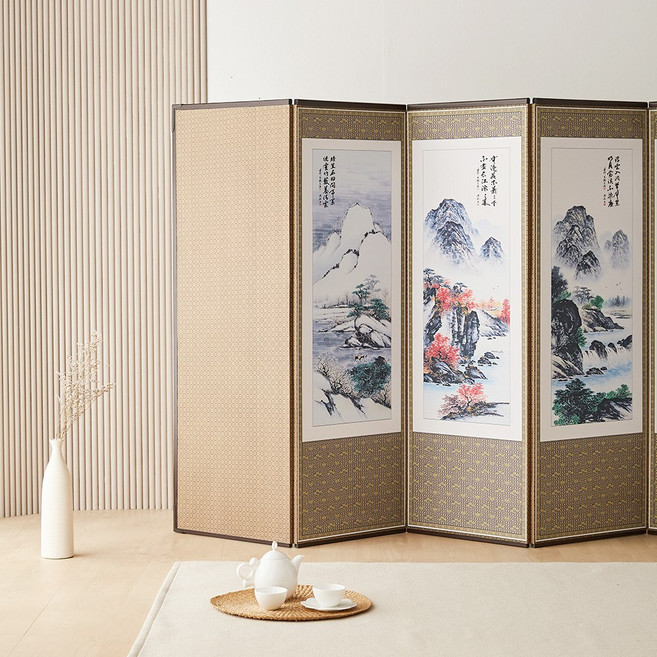 즐거운집 미니 옥추사 산수화 6폭 병풍, 혼합, 1개