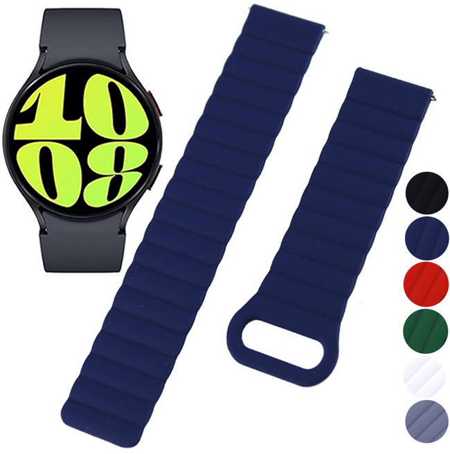 SMR940 갤럭시워치6 44mm 스트랩 우레탄 자석 호환밴드, 01 MAGU01BK20 블랙