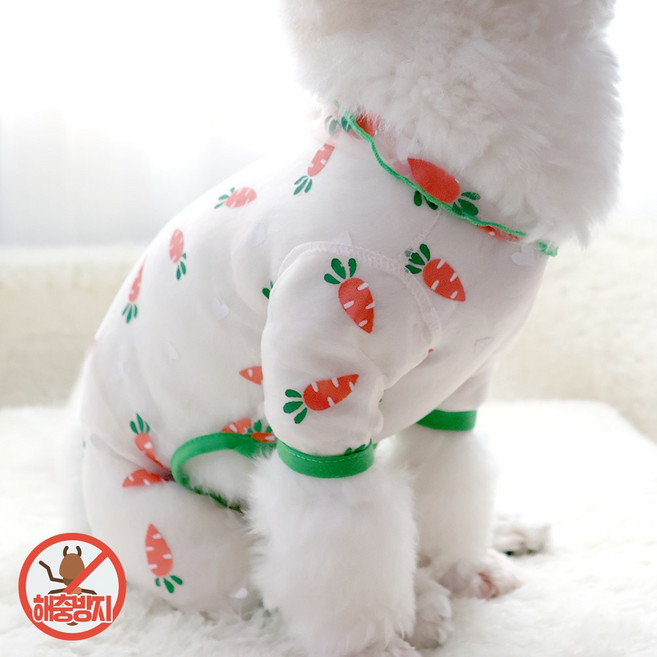 강아지 고양이 올인원 대형견 진드기제거 모기퇴치 해충방지 망사올인원 D당근(화이트), 1개, (당근 화이트)