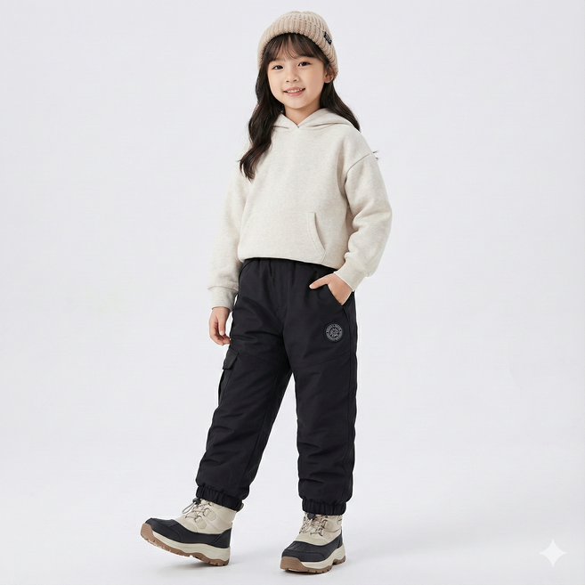 지디오 키즈 카고 패딩 바지 겨울 생활방수 눈썰매 스키복 조거 팬츠 아동 공용 방한복 하의